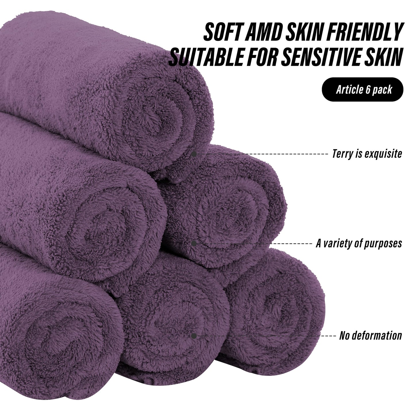 MOONQUEEN 6 Pack Premium Hand Towels - Quick Drying - Microfiber Coral Velvet Highly Absorbent Towels - Multipurpose Use as Hotel, Bathroom, Shower, Spa, Hand Towel 16 x 28 inches (Plum)