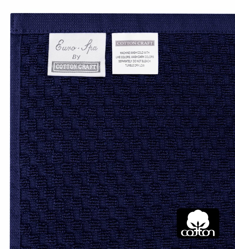 COTTON CRAFT Waffle Bath Sheets - Luxurious 2 Pack Euro Spa Waffle Weave Bath Sheets - Large 100% Ringspun Cotton Bath Towels - Absorbent Quick Dry Bathroom Towel Set - Oversized 35 x 70 inches - Navy