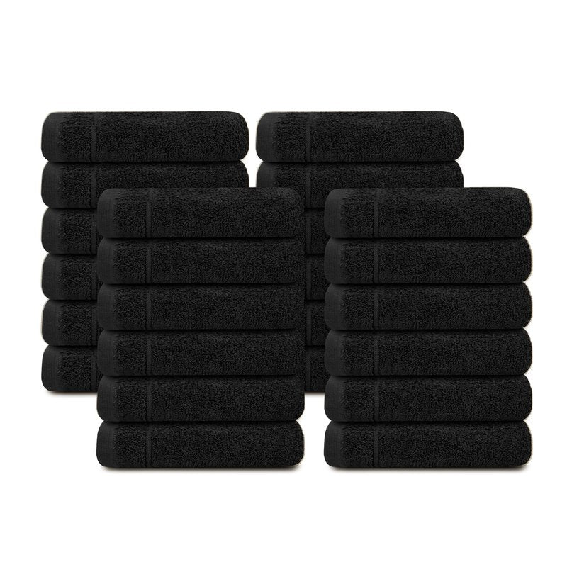 Tens Towels Pack of 24 Washcloths, 12 x 12 Inches, Lighter Weight, Quick to Dry, Super Soft & Absorbent, Gentle Face Towels, Hotel Quality, Perfect for Bathroom, Gym, Spa (Black, 24 Pack)