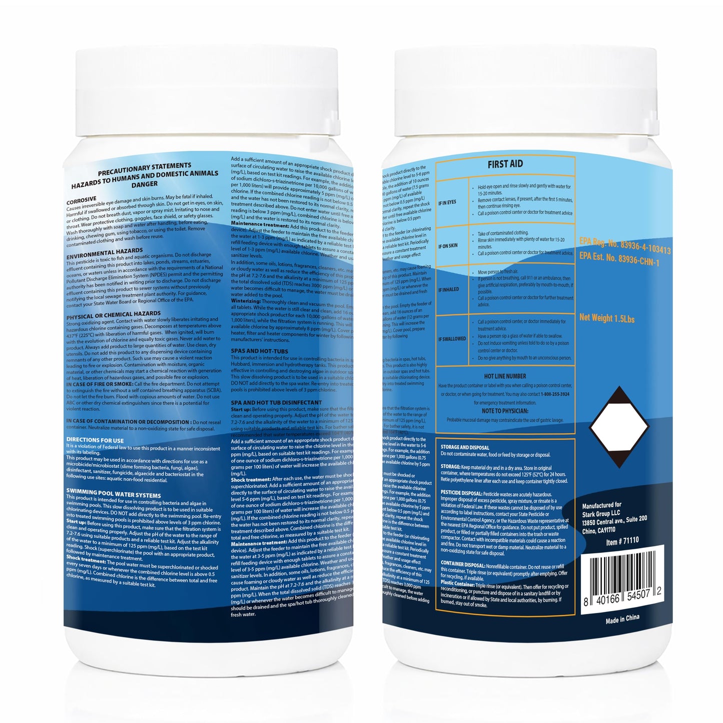 XtremeClear 1" Chlorine Tabs Swimming Pool Hot Tub & Spa Eliminate Bacteria & Algae Sanitizer Makes Water Clean & Crystal Clear Slow Dissolving 1.5lbs