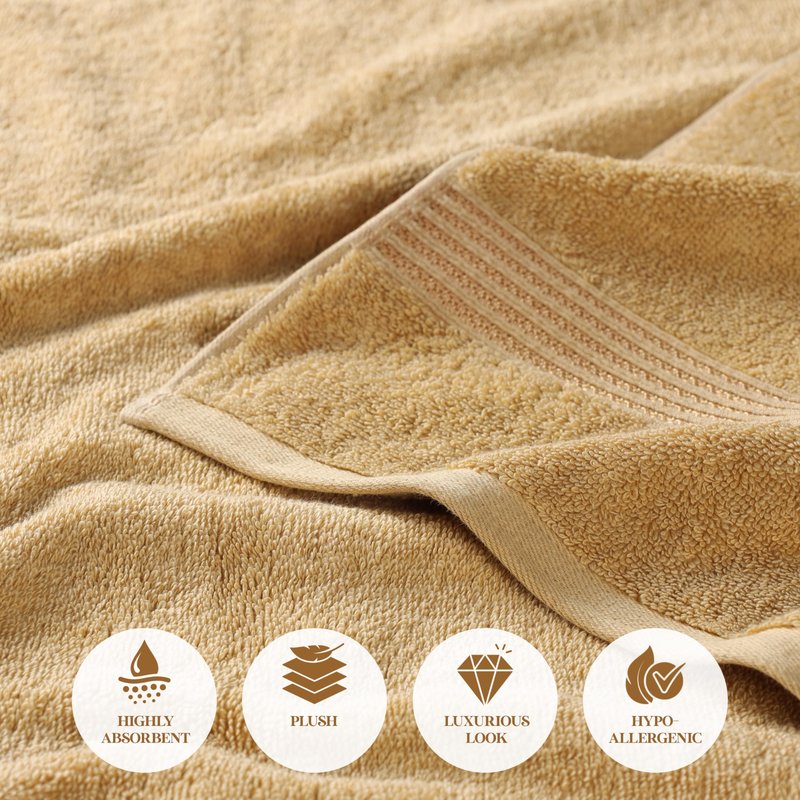 Superior Egyptian Cotton 10-Piece Face Towel Set , Small Towels For Facial, Spa, Quick Dry, Absorbent Towels, Bathroom Accessories, Guest Bath, Home Essentials, Washcloth, Airbnb, Gold