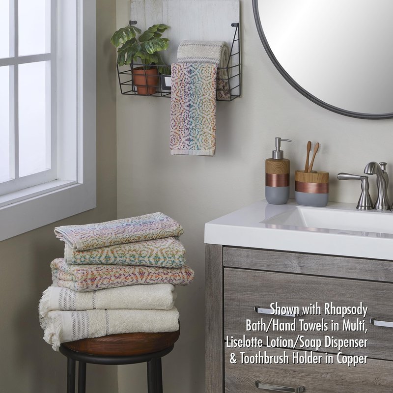 SKL Home Jude Fringe 100% Turkish Cotton Towel, Hand Towe Set, Taupe 2 Count