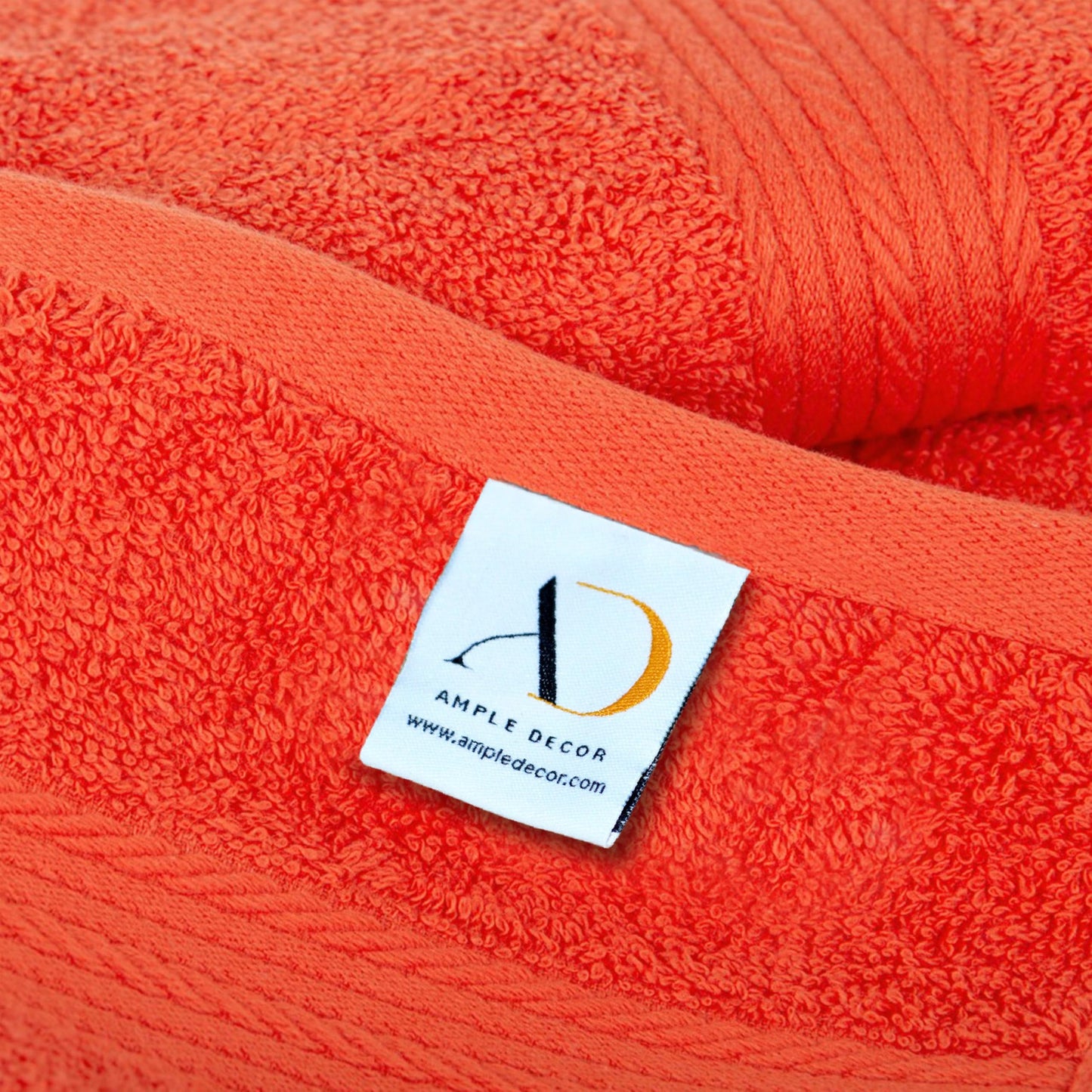Ample Decor 100% Cotton Washcloths 12x12 Inches, 600 GSM, Soft & Absorbent, Durable, Set of 5, Orange