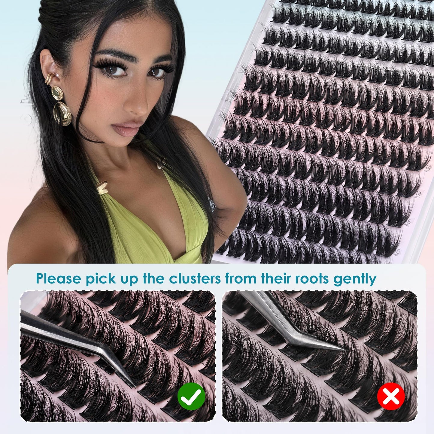 Winifred Lash Clusters Wispy Eyelash Clusters Fluffy Cluster Eyelash Extensions Medium Volume Cluster Lashes Natural DIY 10-16mm Wide Band Lash Extensions Lightweight Hyrid Faux Mink Individual Lashes