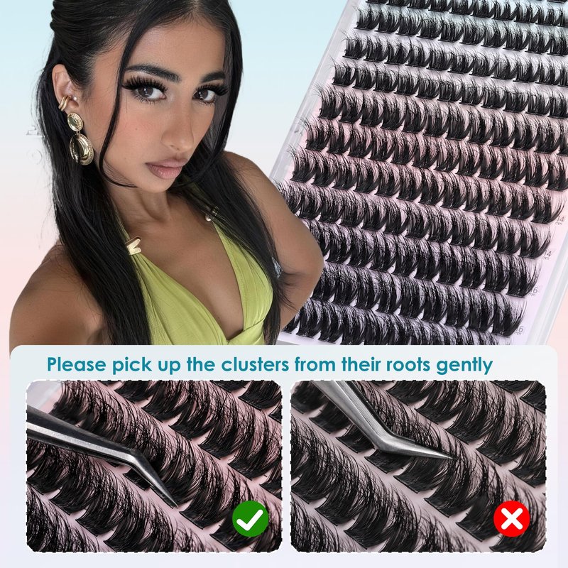 Winifred Lash Clusters Wispy Eyelash Clusters Fluffy Cluster Eyelash Extensions Medium Volume Cluster Lashes Natural DIY 10-16mm Wide Band Lash Extensions Lightweight Hyrid Faux Mink Individual Lashes