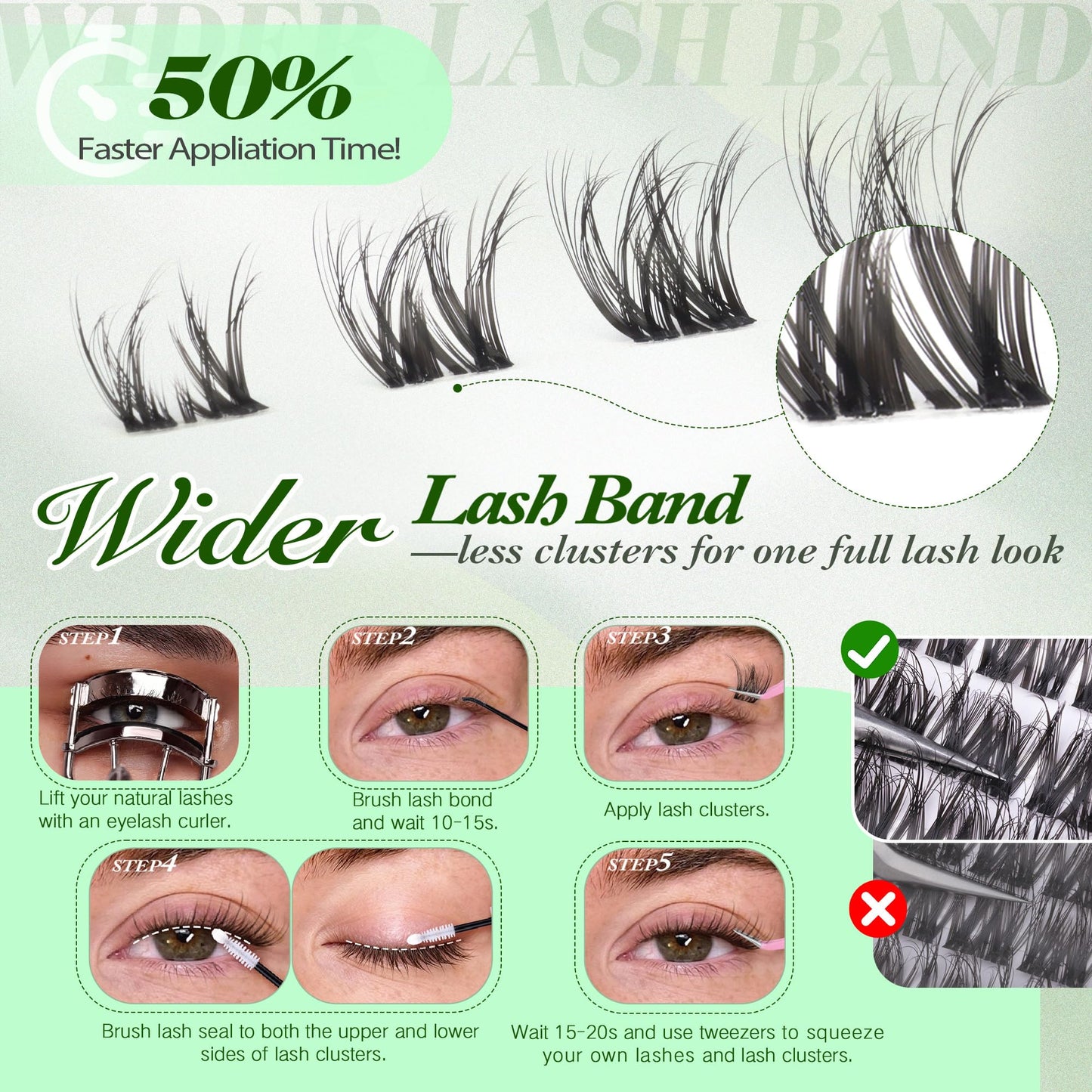 Wispy Lash Clusters Clear Band Natural Eyelash Clusters D-curly Lash Extensions Invisible Band Cluster Eyelash Extensions Spider Cluster Lashes 10-16MM Individual Lashes by Newcally
