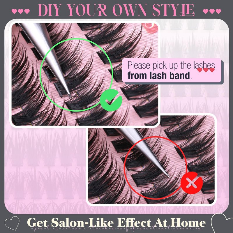 Spikes Lash Clusters Wispy Eyelash Clusters with Bottom Lashes Spiky Volume Cluster Eyelash Extensions Thick Cluster Lashes D Curly 5-18MM 60D DIY Individual Lashes by Lvmixwig