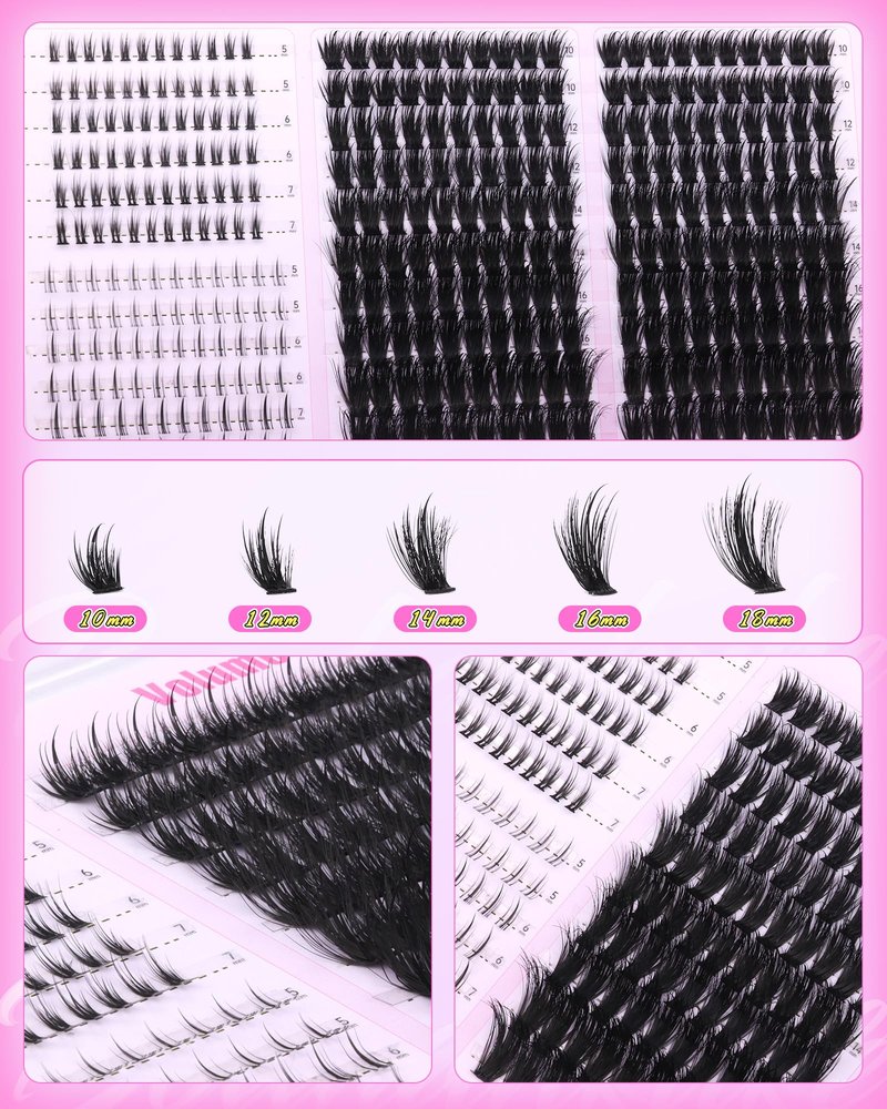 Lash Clusters with Bottom Lashes Fluffy Eyelash Clusters Fairy Individual Lashes 100D Wispy Cluster Eyelash Extensions D Curl Cluster Lashes Spiky Lash Extensions by Boahankuke