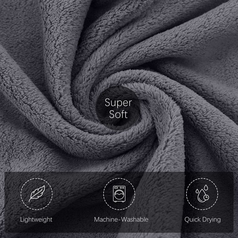 TENSTARS Silk Hemming Hand Towels for Bathroom - Quick Drying - Ultra Soft Microfiber Absorbent Towel for Bath Fitness, Gym, Shower, Hotel, and Spa - 16x28 Inch | Set of 6, Dark Grey