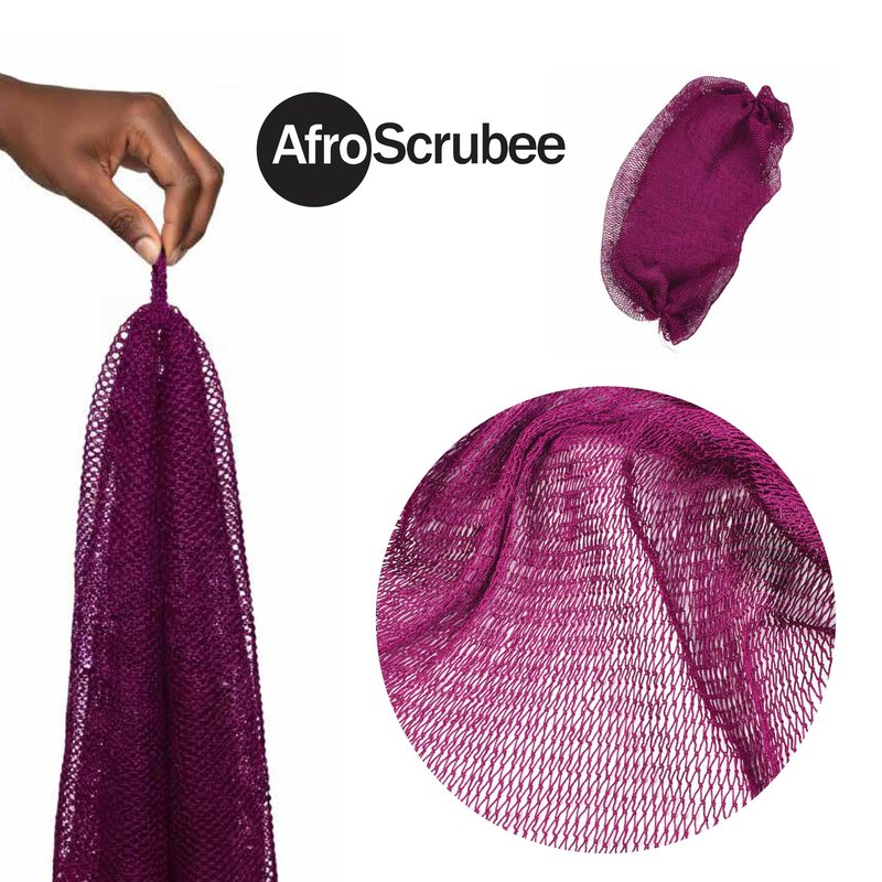 AfroScrubee Authentic African Net Sponge Exfoliating Bath Sponge (Purple)