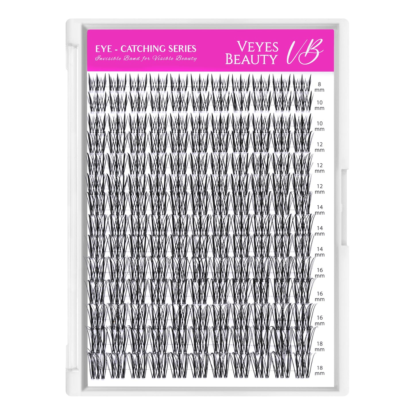 VEYESBEAUTY Lash Clusters Individual Eyelash Extensions Thin & Invisible Band DIY False Eyelashes for Self-application Eye-Catching Series Wispy Lash Tray, Flutter 8-18mm Mixed Length