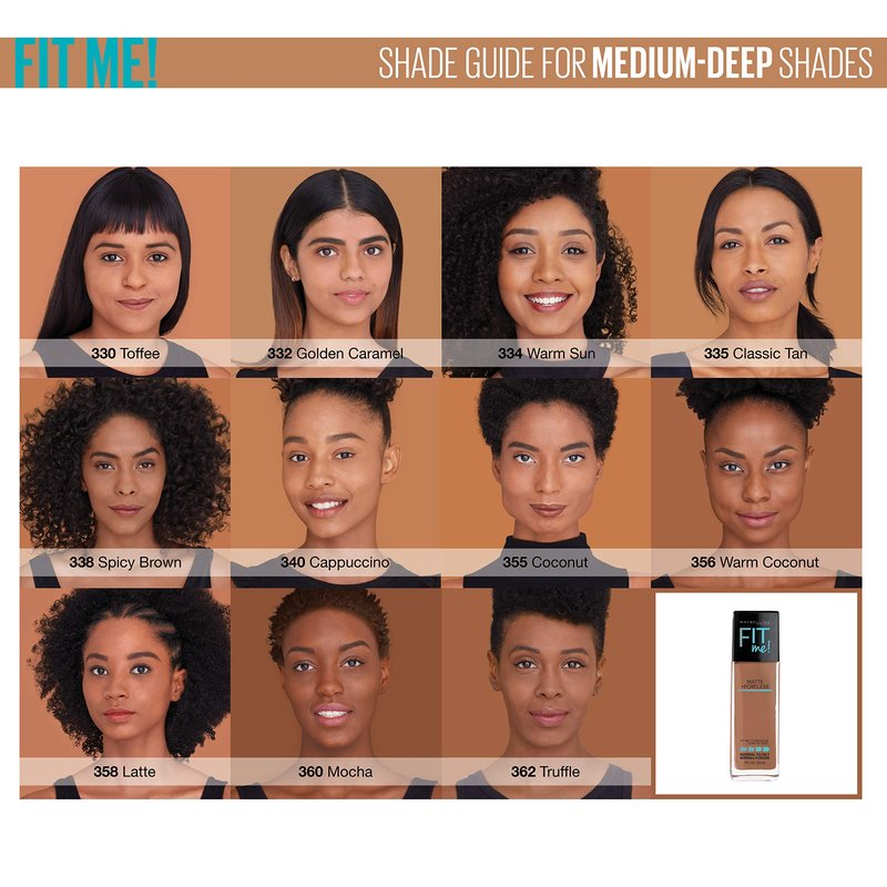 Maybelline Fit Me Matte + Poreless Liquid Foundation Makeup, Toffee, 2 COUNT Oil-Free Foundation