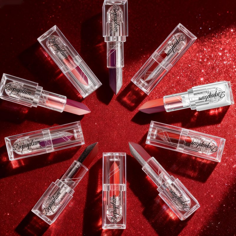 Depuplum 2 in 1 Dark Red Matte Lipstick Glitter Silver Lipstick Dual Sided Waterproof Lipsticks for Women One Stroke Two-Tone Long Lasting Lip Stick for Mother's Day,DU-Q9