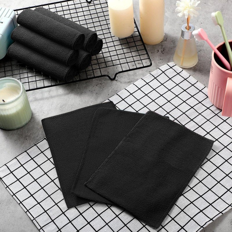 Tatuo 12 Pieces Korean Exfoliating Mitt Glove Italy Towel Body Skin Scrubber Exfoliating Scrubber for Remove Dead Skin Washcloth Korean(Small,Black)