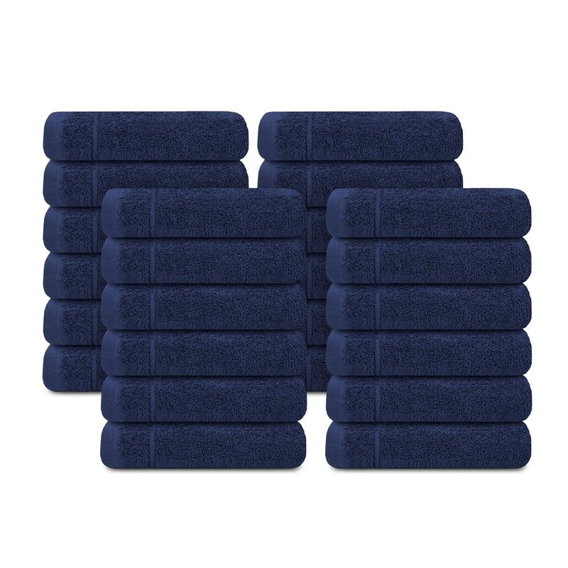 Tens Towels Pack of 24 Washcloths, 12 x 12 Inches, Lighter Weight, Quick to Dry, Super Soft & Absorbent, Gentle Face Towels, Hotel Quality, Perfect for Bathroom, Gym, Spa (Navy, 24 Pack)