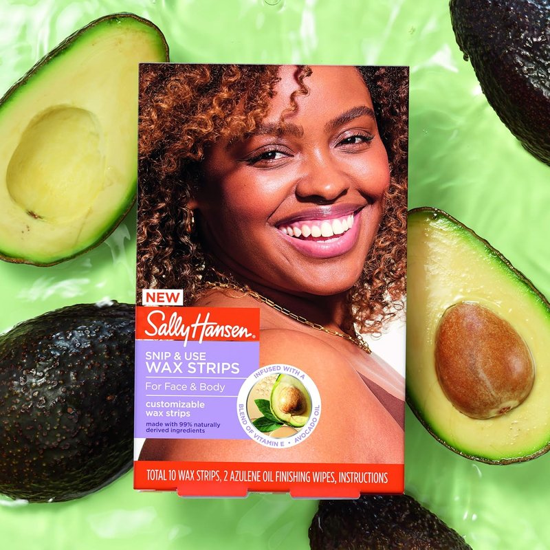 Sally Hansen Wax Strips Kit - Face & Bikini Hair Removal with Vitamin E & Avocado Oil | 10 Count