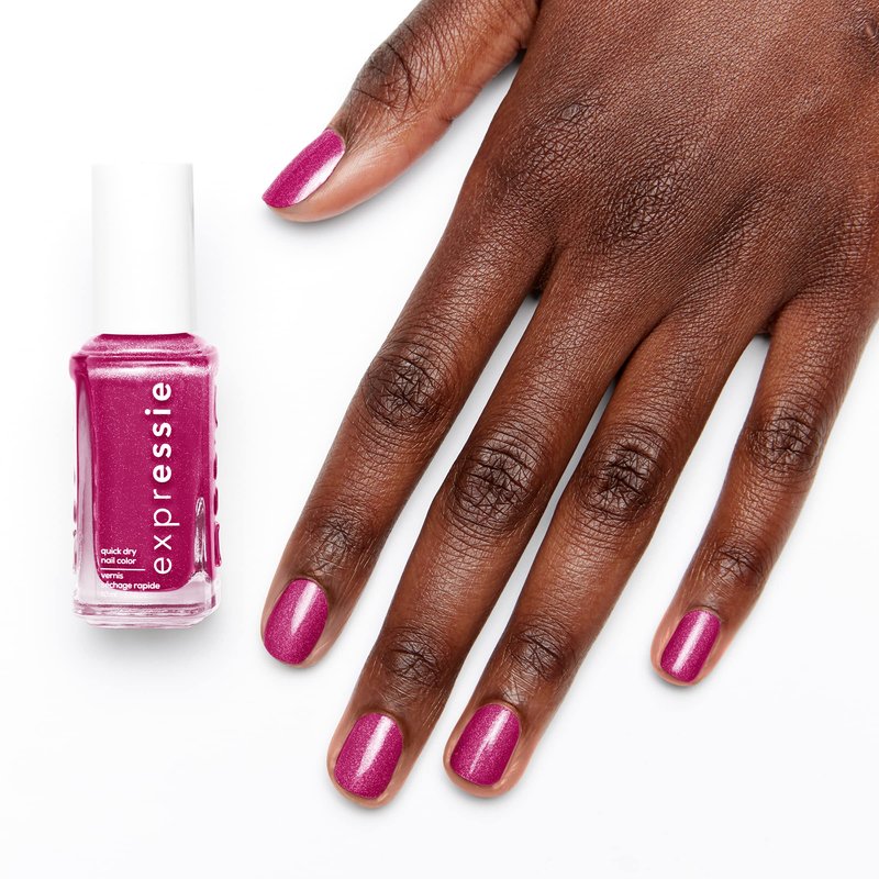 essie Expressie Nail Polish, Quick-Dry Deep Fuchsia Pink Nail Polish, Vegan, Don't Glitch Get Better, 0.33 fl oz