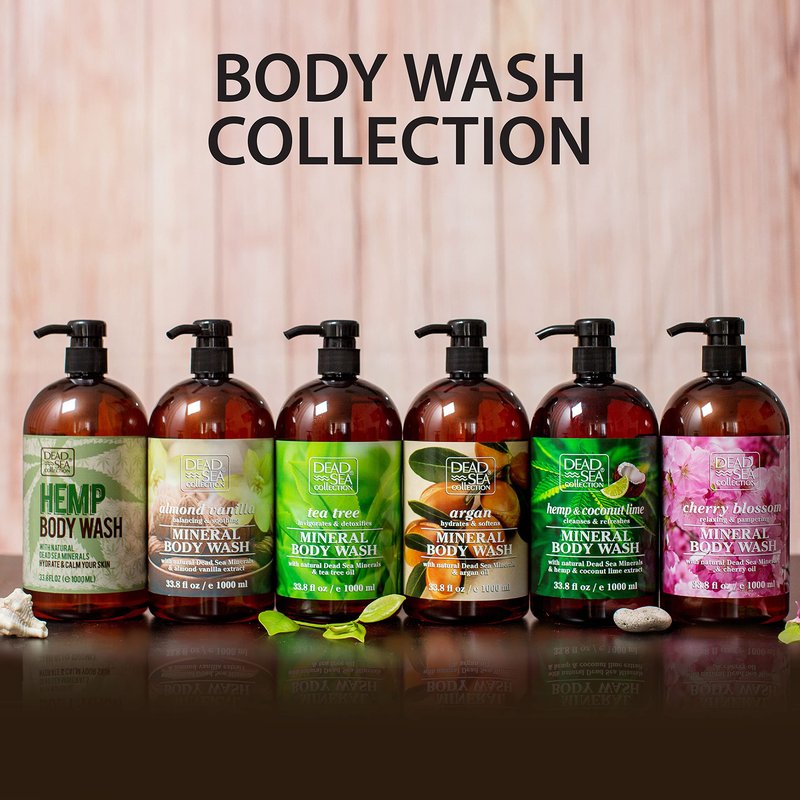 Dead Sea Collection Hemp & Coconut Lime Body Wash for Women and Men – with Pure Dead Sea Minerals - Cleanses and Moisturizes Skin - Pack of 2 (67.6 fl. oz)