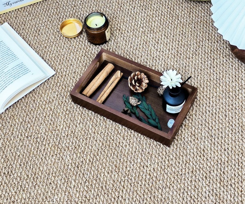 VSUINGO Small Rustic Serving Mini Tray with Handles - 9.8" Bamboo Tray