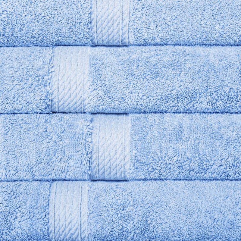 SUPERIOR Egyptian Cotton Pile 8 Piece Towel Set, Includes 2 Bath, 2 Hand, 4 Face Towels/Washcloths, Ultra Soft Luxury Towels, Thick Plush Essentials, Guest Bath, Spa, Hotel Bathroom, Light Blue