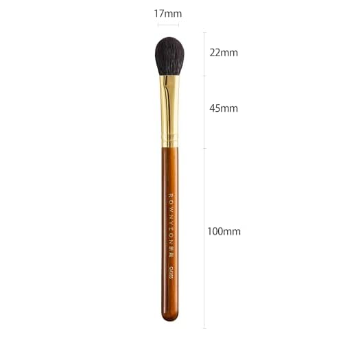 Desert Oak Series Highlighter & Setting Brush - Grade-A Fine LambsGoat Hair for Airbrushed Finish, Multi-Use for Cheeks/Nose/Under-Eyes, Ebana Handle & Brass Ferrule (CM 165)