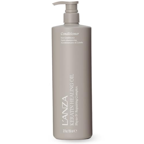 L'ANZA Keratin Healing Oil Conditioner for Dry Damaged Hair, Moisturizing, Detangles, Reduces Breakage, Adds Shine, Anti-Frizz, Color Safe Anti-Humidity Strengthening Care, Sulfate Free