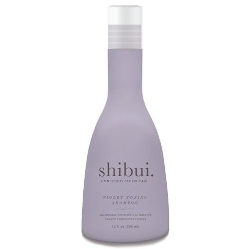 SHIBUI Violet Toning Shampoo, Neutralizes Brassiness with Acai Oil & Hibiscus, for Blonde, Highlighted, & Silver Hair,