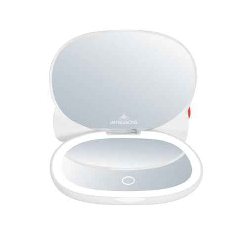 Impressions Vanity Hello Kitty LED Compact Mirror for Purse, Travel Lighted Makeup Mirror with 3X Magnification, Adjustable Brightness, Soft Touch Sensor Button and Hello Kitty Figural Shaped Design