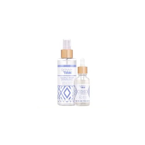 Skinny Tan Coconut Water Self Tanning Kit | 30ml Face Serum Tanning Drops | 5.07 Oz. Hydating Tanning Mist | Moisturizing Natural Glow Help Reduce Fine Lines & Wrinkles | Customize Your Complexion