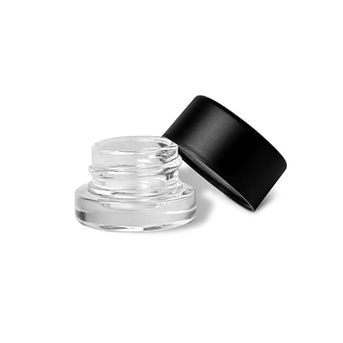 200 Pack 5ml Glass Jars with Lids - Thick Clear Child-Proof Containers for Lip Balm, Oils, Wax, and Cosmetics - Black Lids - Ideal Bulk 5ml Glass Jar and 1 Gram Glass Jar