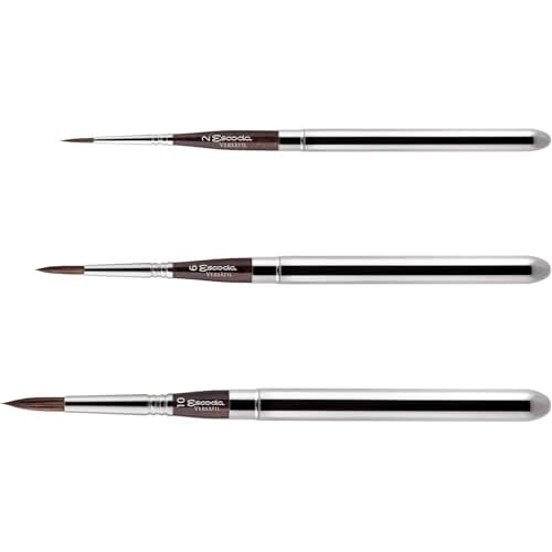 Escoda | Watercolour | Vers?til Set with 3 Round Travel Brushes for Watercolour | Size 2,6,10 | 3 Brushes | Synthetic Kolinsky | Round Pointed