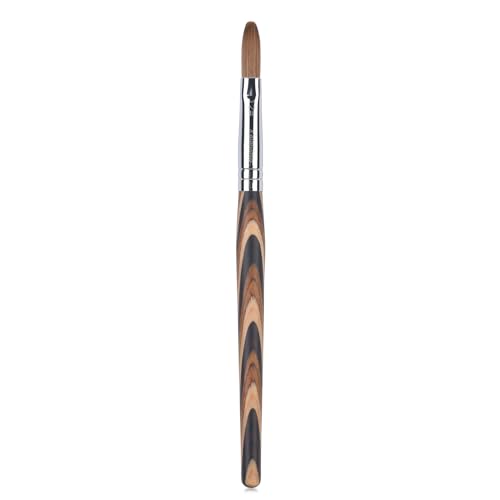Acrylic Nail Brush Red Wooden Kolinsky Nail Brush Spiral Pattern Handle Nail Brushes for Acrylic Application Extension 3D Carving Manicure Tool for Salon or DIY at Home (12#)