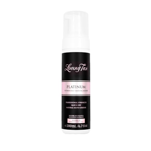 Loving Tan Platinum Self Tanning Mousse, Dark - Streak Free, Natural Looking, Professional Quality Sunless Tanner- 10+ Self Tan Applications per Bottle, Cruelty Free, Naturally Derived DHA- 6.7 Fl Oz