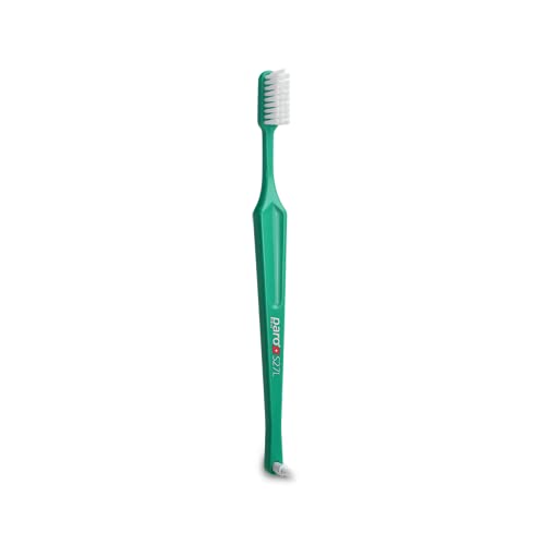 Paro S27L Toothbrush | Small Brush Head Toothbrush with Soft Bristles and Exchangeable Interdental Space F | 3 Rows 27 Tufts for Thorough Cleaning and Gum Care | 12 Pack