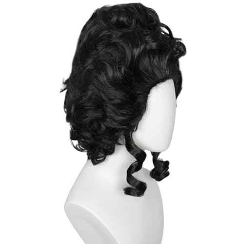 Linfairy Short Black Retro Vintage Wig Big Bouffant Beehive Wigs for Women fits 50s 80s Halloween Costume