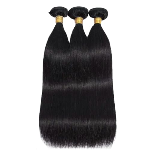 Straight Bundles Human Hair Natural Black Color 8A Grade Unprocessed Brazilian Virgin Hair 3 Bundles 8 8 8 Inch Double Weft Hair Extensions Soft And Healthy For Black Women