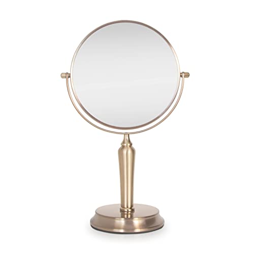 Zadro Anaheim 8.75¡± Round Non-Lighted Makeup Mirror 5X 1X Magnifying Makeup Mirrors Rotating Head Makeup Mirror for Desk