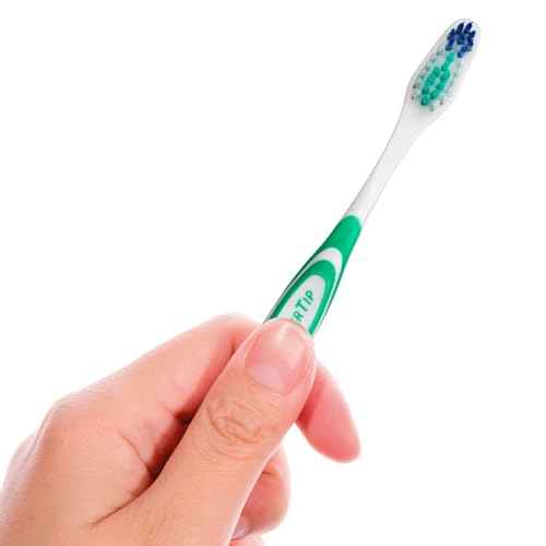 GUM Super Tip Toothbrush, Soft Bristle Toothbrush for Adults with Tongue Cleaner, Compact Head, 1ct (Pack of 12)