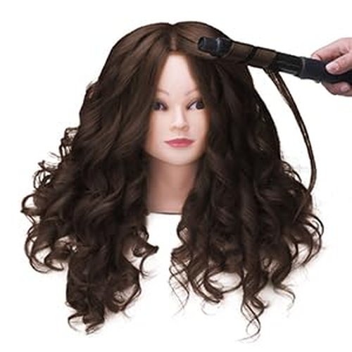 Armmu 26"-28" Mannequin Doll Head with 60% Real Hair, Hairdresser Practice Training Head Cosmetology Manikin Doll Head with 9 Tools and Clamp - #4 Brown