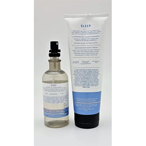 Bath & Body Works - Aromatherapy - Lavender Vanilla ? Sleep - 2 pc Bundle - Pillow and Body Mist - 5.3 fl oz - & Body Cream - 8 oz