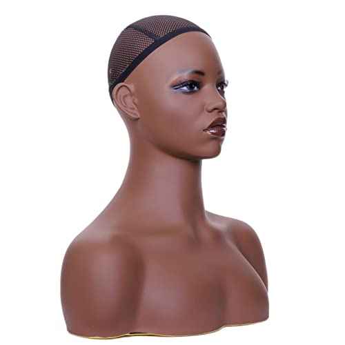 Whosale Realistic Female Mannequin Head with Shoulders Manikin Wig Head Stands for Wigs,Makeup,Jewerly,Beauty Accessories Displaying