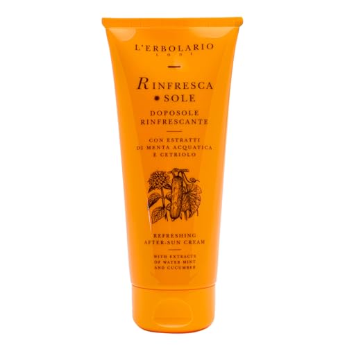 L'Erbolario Rinfresca Sole Refreshing After-Sun Cream - Light Texture - With Extracts Of Water Mint And Cucumber - Protective And Emollient Properties - Skin Is Left Nourished And Refreshed - 6.7 Oz