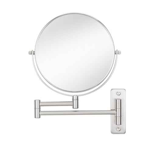 Cerdeco 8 Inch 10X Double Sided Makeup Wall Mount Mirror with Nickel Plated Finished 360¡Æ Swivel Extendable Cosmetic Shaving Magnification Mirror
