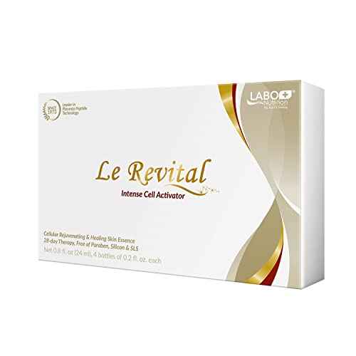LABO Nutrition Le Revital Concentrated Nano Placenta Extract Serum Essence from Japan ? Hydrating, Glowy, Moisturizing for Face Wrinkles, Dull Skin, Tone, Soothing & Skin Barrier Strength | 4 Vials