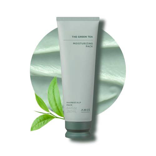 AMOS PROFESSIONAL The Green Tea Moisturizing Pack, Hair & Scalp Treatment for Thinning Hair, Korean Hair Mask, Strengthening Hair, All Hair Types, 8.4 fl. oz.