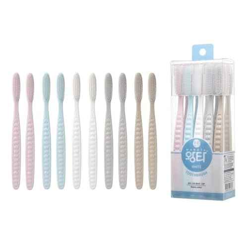 Wangta Soft Toothbrush, 10 Pack (Stone White) ? Best Manual Toothbrush for Maximum, Efficient Cleaning and Sensitive Gums and Teeth