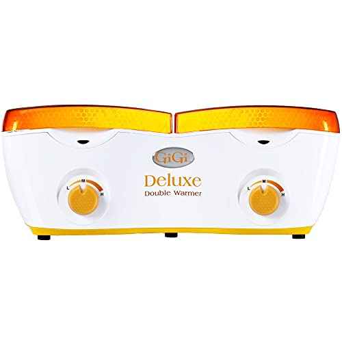 GiGi Deluxe Double Wax Warmer - Hair Removal Waxing Kit Heater, Dual Pot Design, Adjustable Temperature Control, Salon & Home Use, 14 oz (2) Wax Can