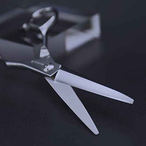 AOLANDUO Hair Scissors Professional Left Handed, VG10 Steel Left Handed Barber Shears, Razor Edge, Offset Ergonomic, Precision Hair Cutting Scissors for Salon & Home, 1 Count, 5.5 Inch