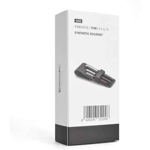 Escoda | Watercolour | Vers?til Set with 3 Round Travel Brushes for Watercolour | Size 2,6,10 | 3 Brushes | Synthetic Kolinsky | Round Pointed