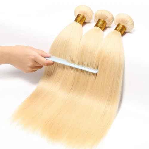 613 Straight Bundles Human Hair 300g/Pack Blonde Myanmar Human Hair 3 Bundles 14 16 18 Inch 12A Unprocessed Double Weft Quick Wave Extensions for Women